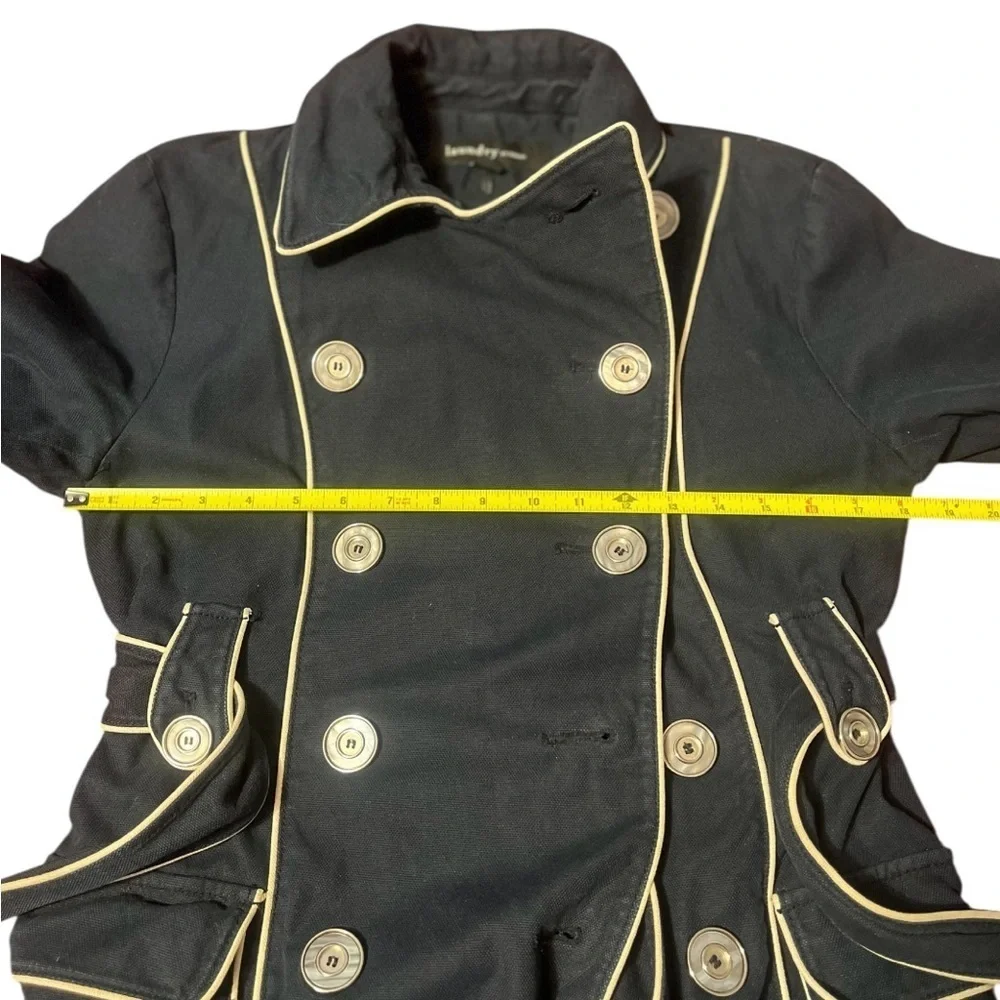 Laundry by Design Navy Trench Coat with Lime Accents